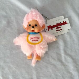 Pink Monchhichi keychain plush colors monkey toy collector Japan NWT charm